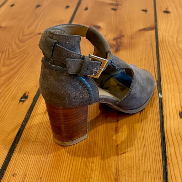 Jack Rogers Gray Taupe Suede Peep Toe Open Booties, size 7 - Picture 4 of 9